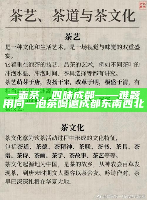 一壶茶，四味成都——难题用同一泡茶喝遍成都东南西北